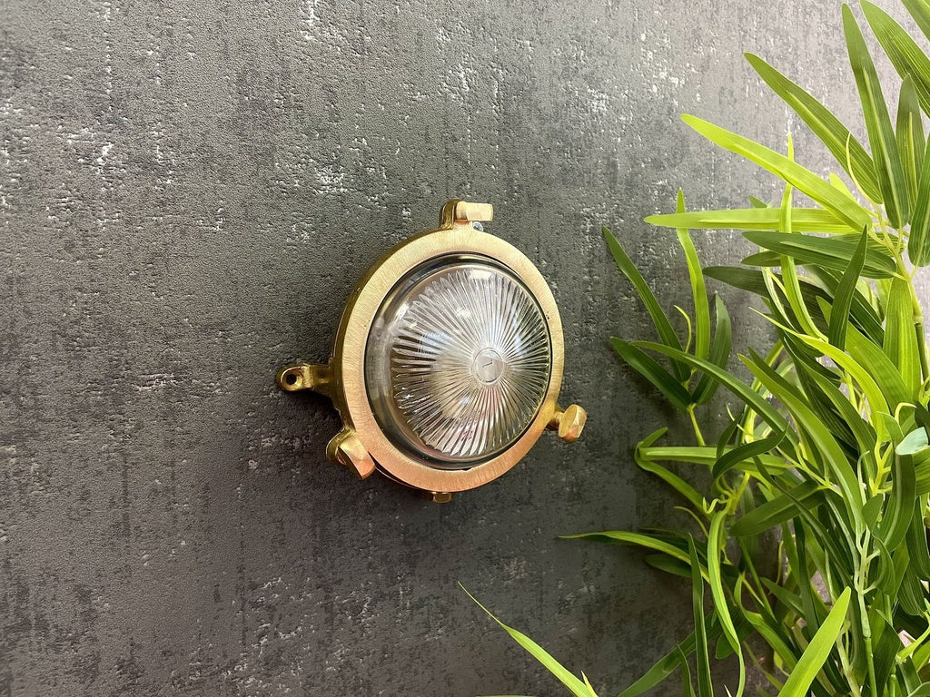 Navigator Compass Plain Mini Porthole Bulkhead in Antique Brass