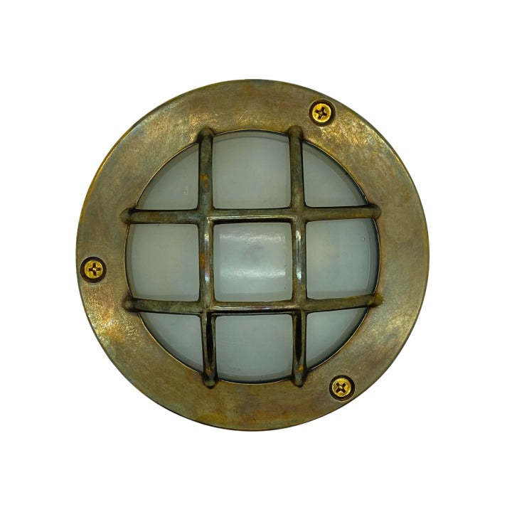 Navigator Marina Compact Mini Circular Bulkhead in Antique Solid Brass