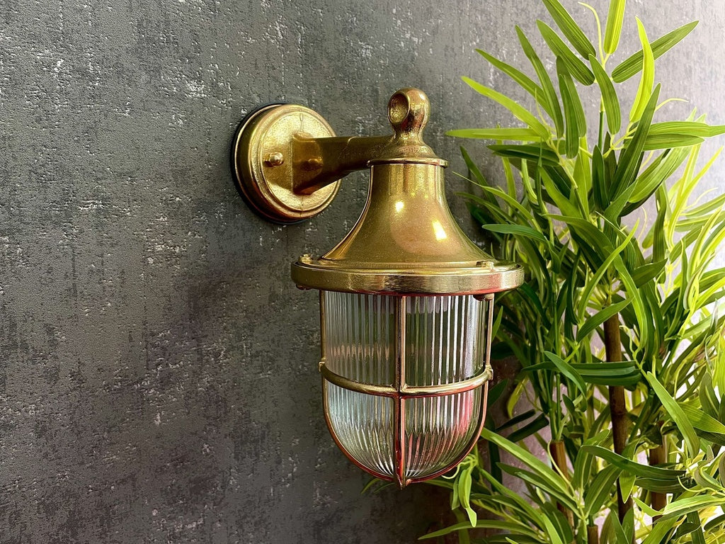 Navigator Tiller Wall Lantern in Solid Brass