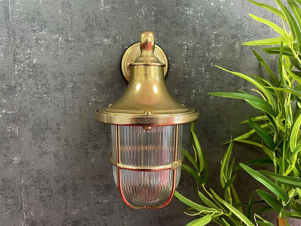 Navigator Tiller Wall Lantern in Solid Brass