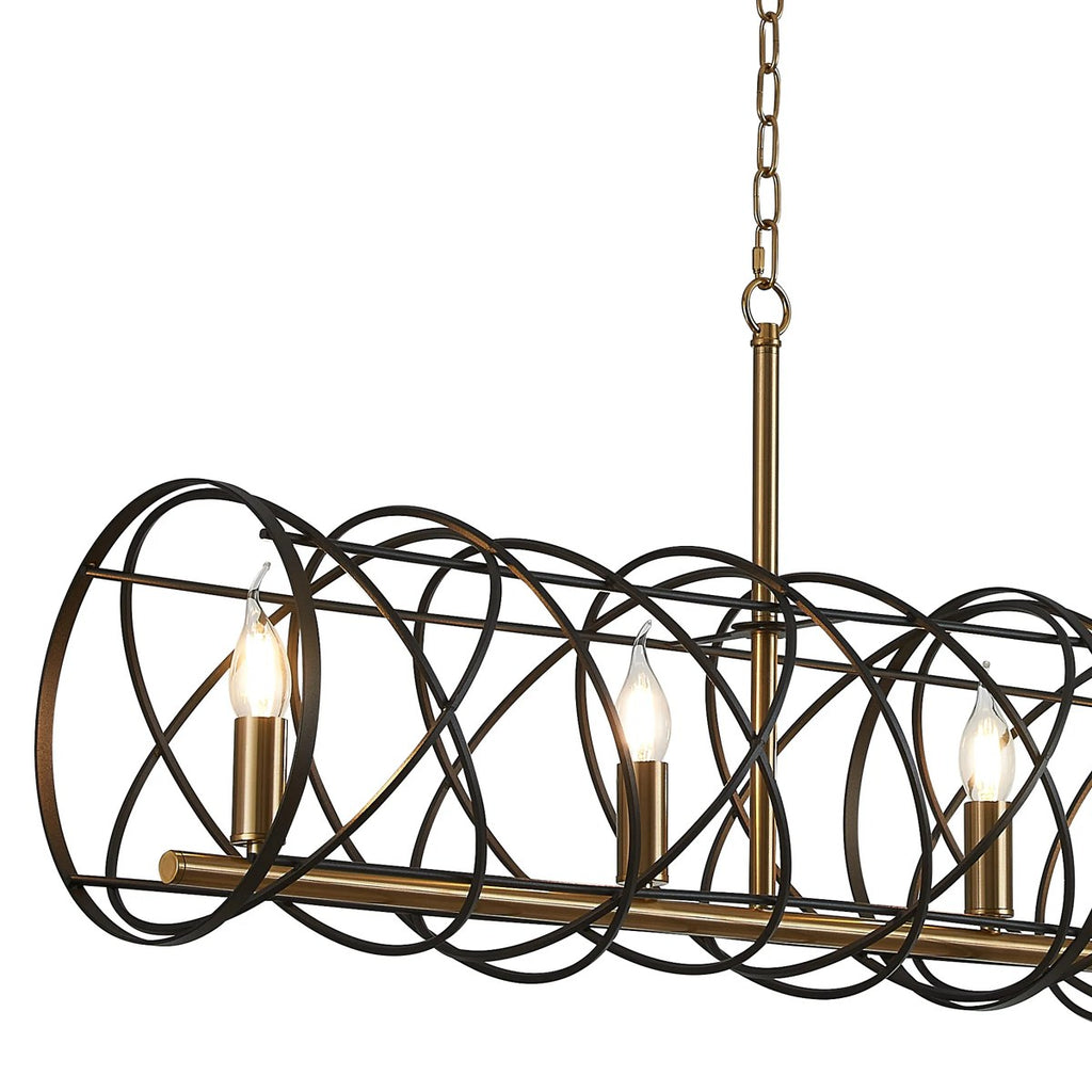 Regent Neuilly 5 Light 1200mm Linear Pendant Light - Black / Satin Gold