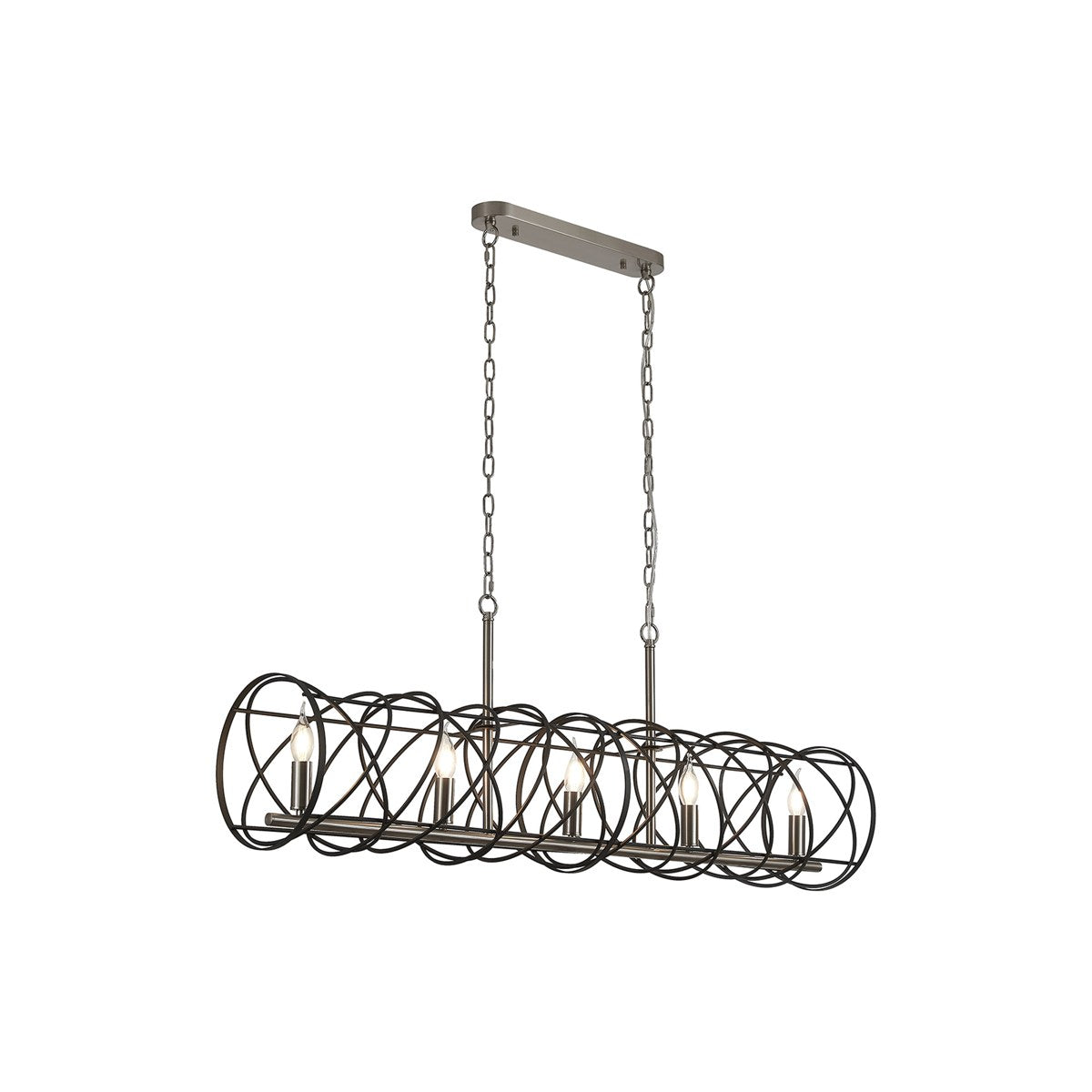 Regent Neuilly 5 Light 1200mm Linear Pendant Light - Graphite / Satin Nickel