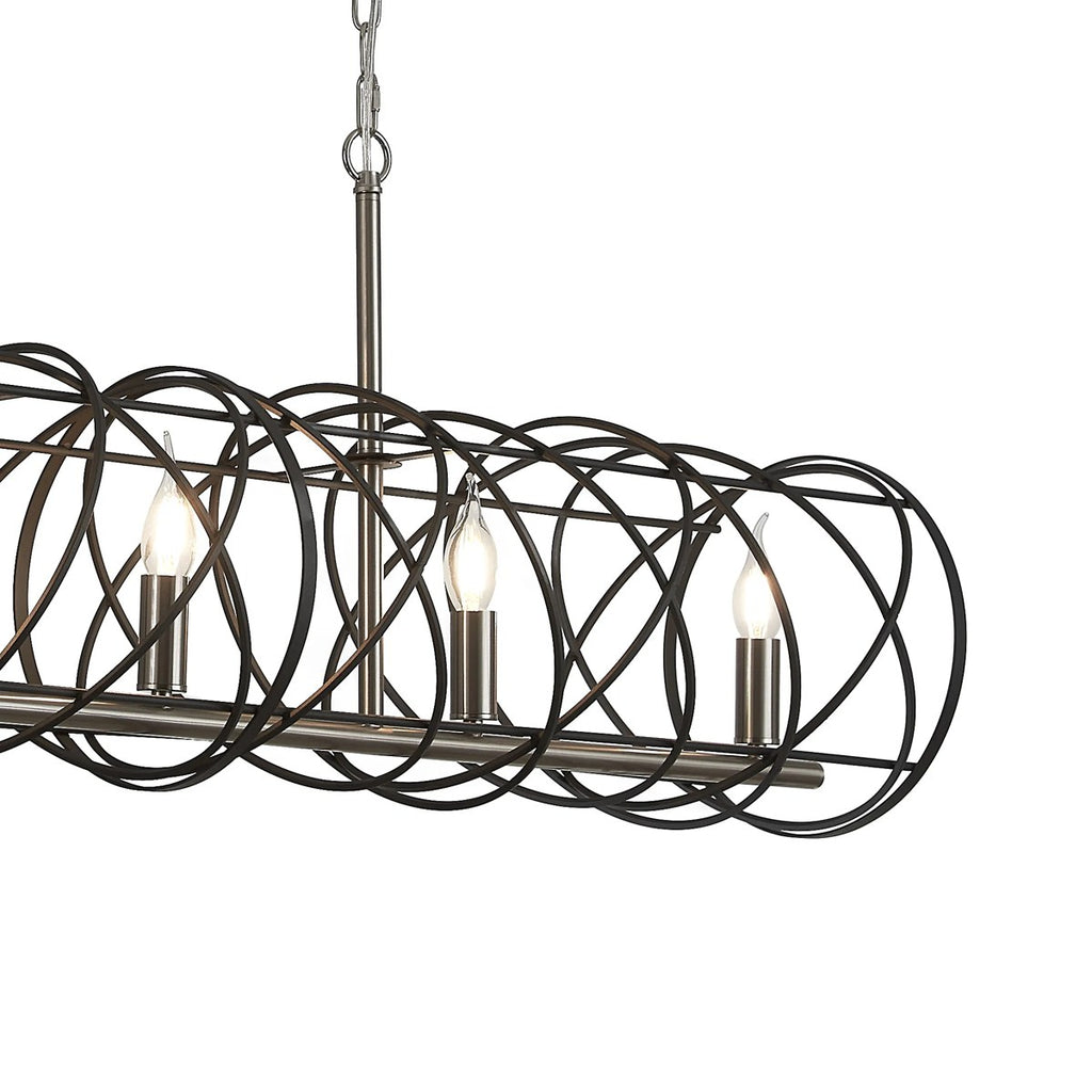 Regent Neuilly 5 Light 1200mm Linear Pendant Light - Graphite / Satin Nickel