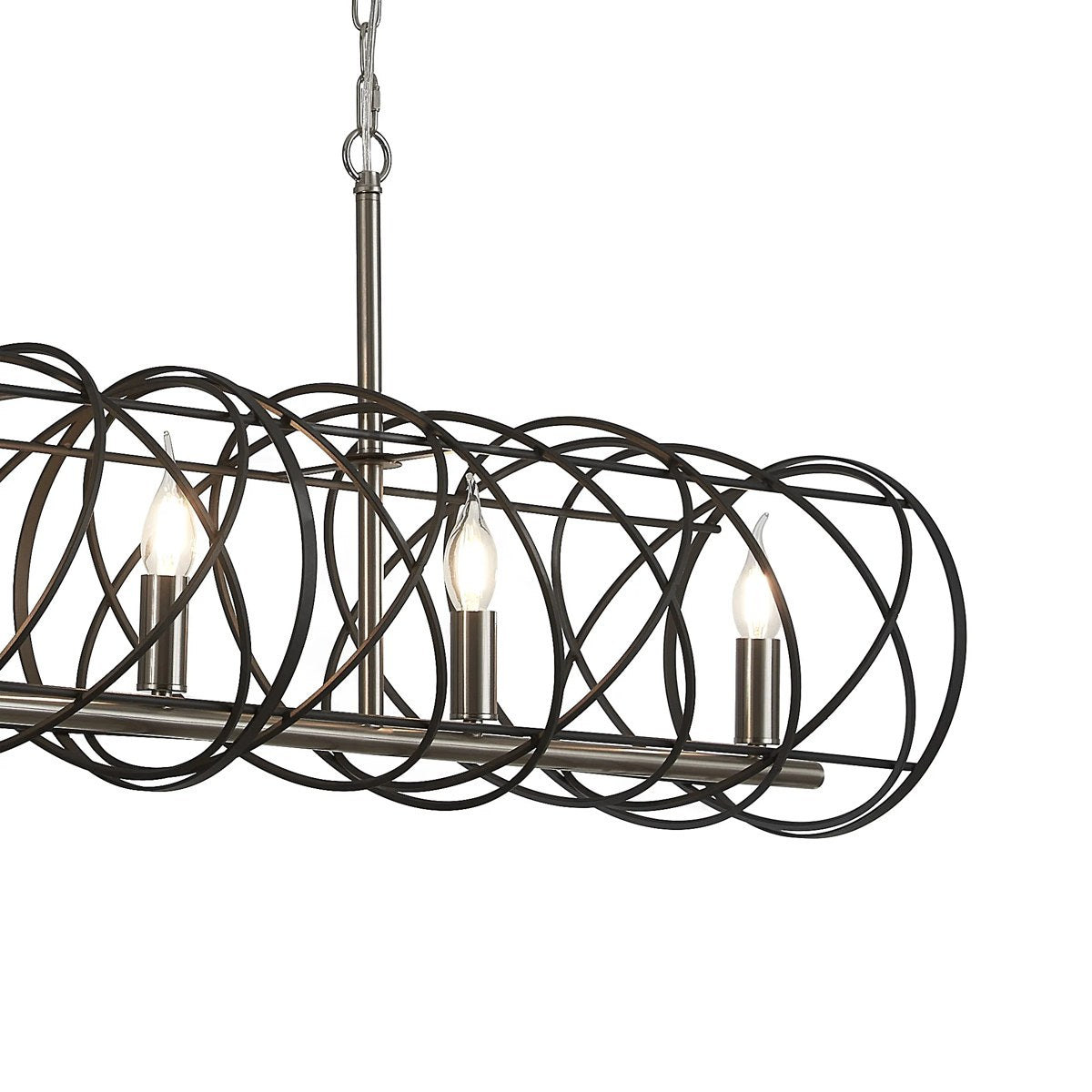 Regent Neuilly 5 Light 1200mm Linear Pendant Light - Graphite / Satin Nickel