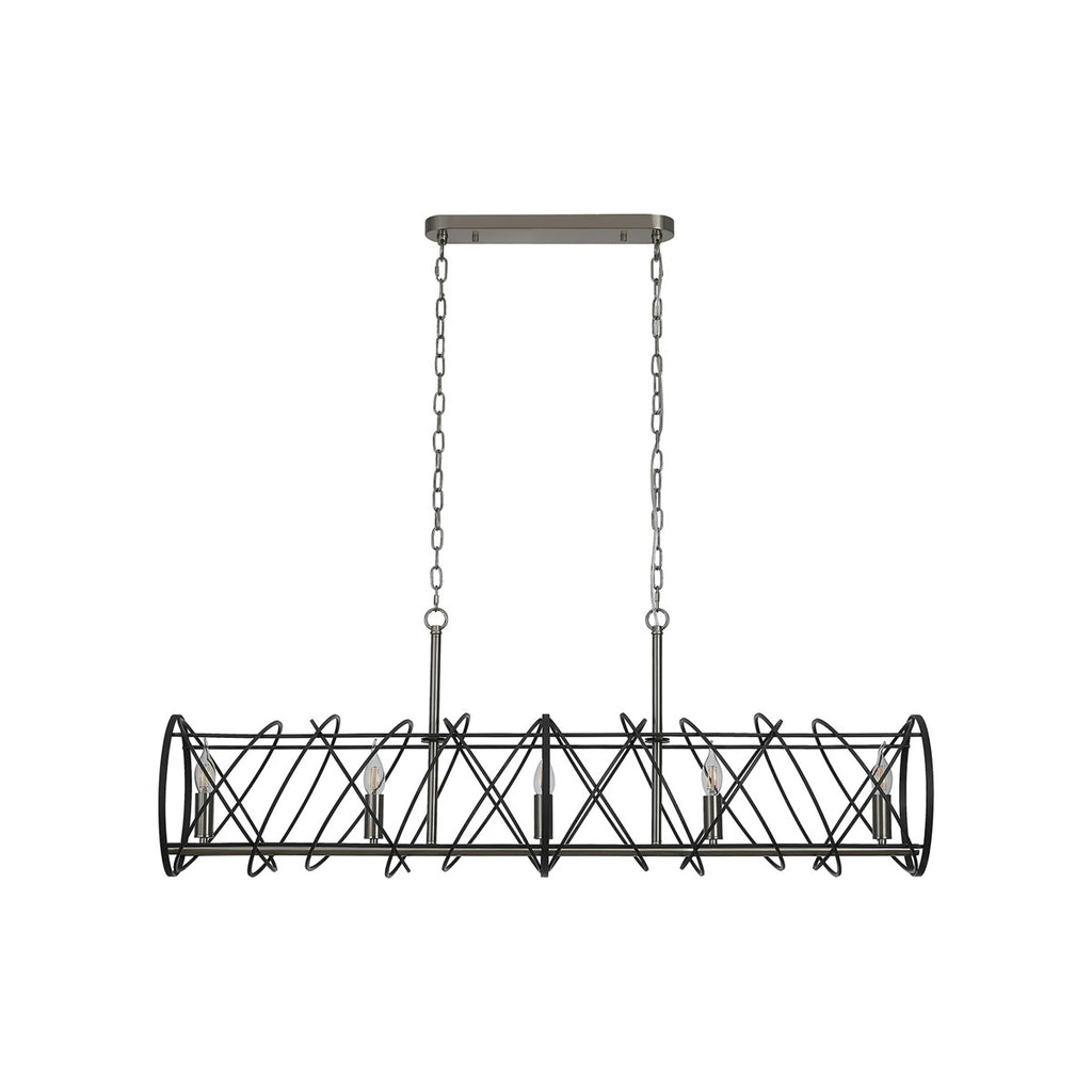 Regent Neuilly 5 Light 1200mm Linear Pendant Light - Graphite / Satin Nickel