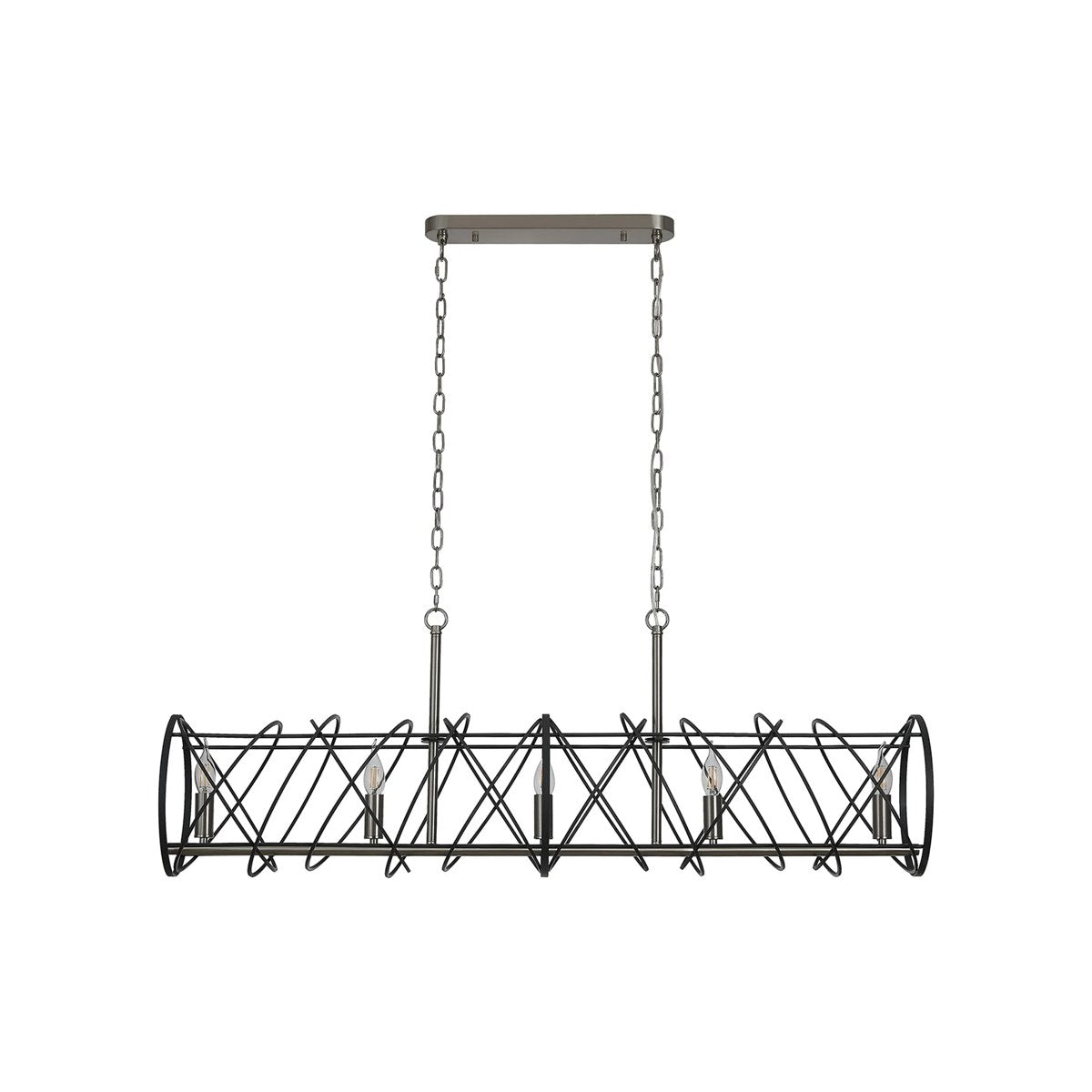 Regent Neuilly 5 Light 1200mm Linear Pendant Light - Graphite / Satin Nickel
