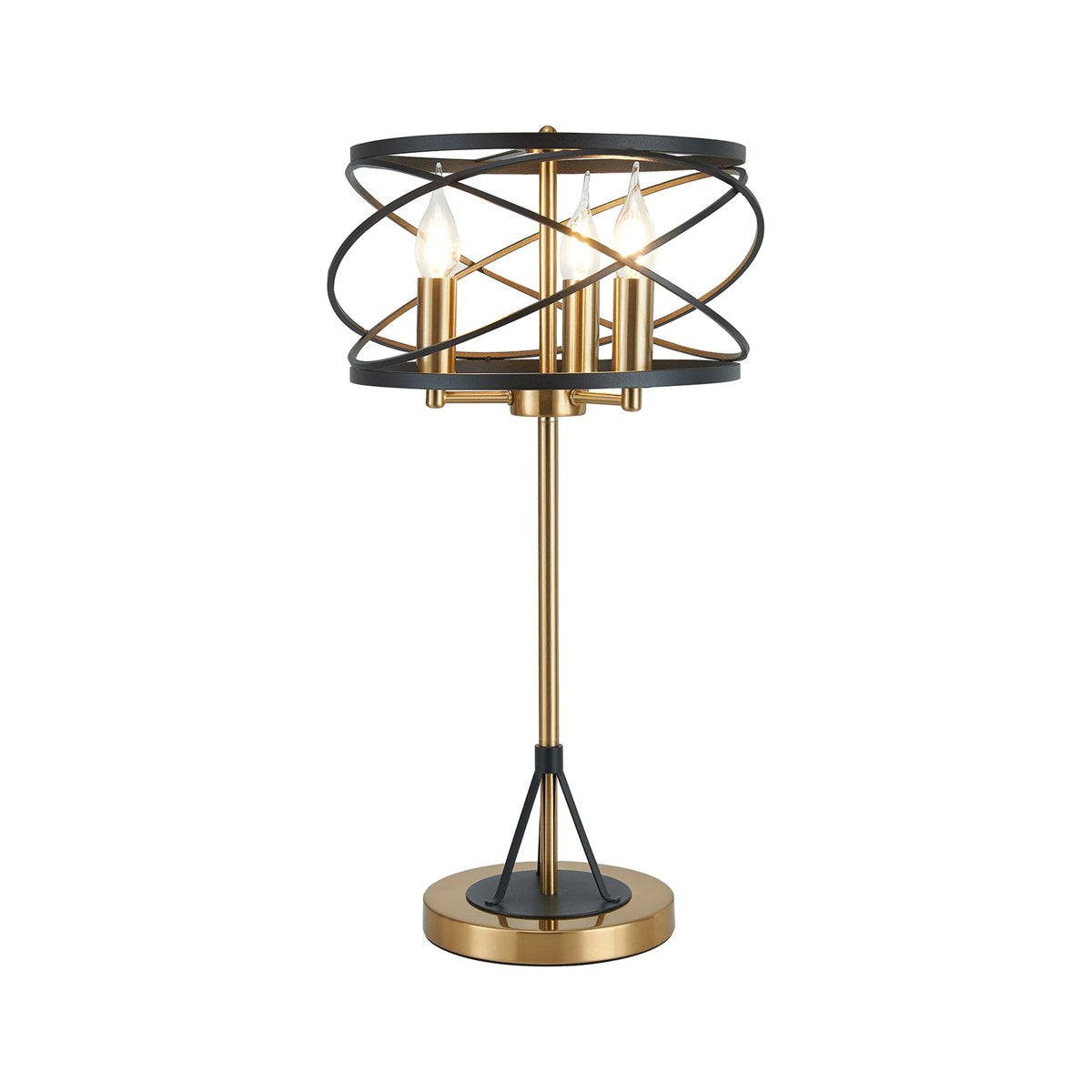 Regent Neuilly 3 Light Table Lamp 630mm High - Black / Satin Gold