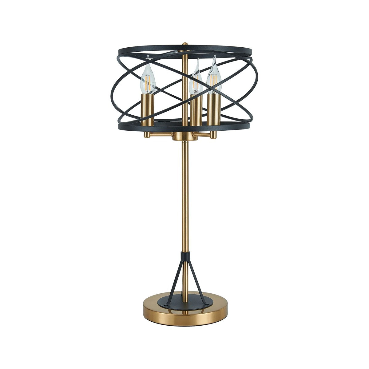 Regent Neuilly 3 Light Table Lamp 630mm High - Black / Satin Gold