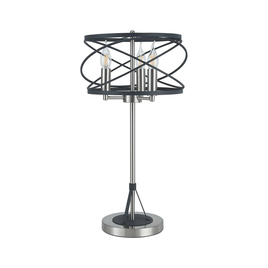 Regent Neuilly 3 Light Table Lamp 630mm High - Graphite / Satin Nickel