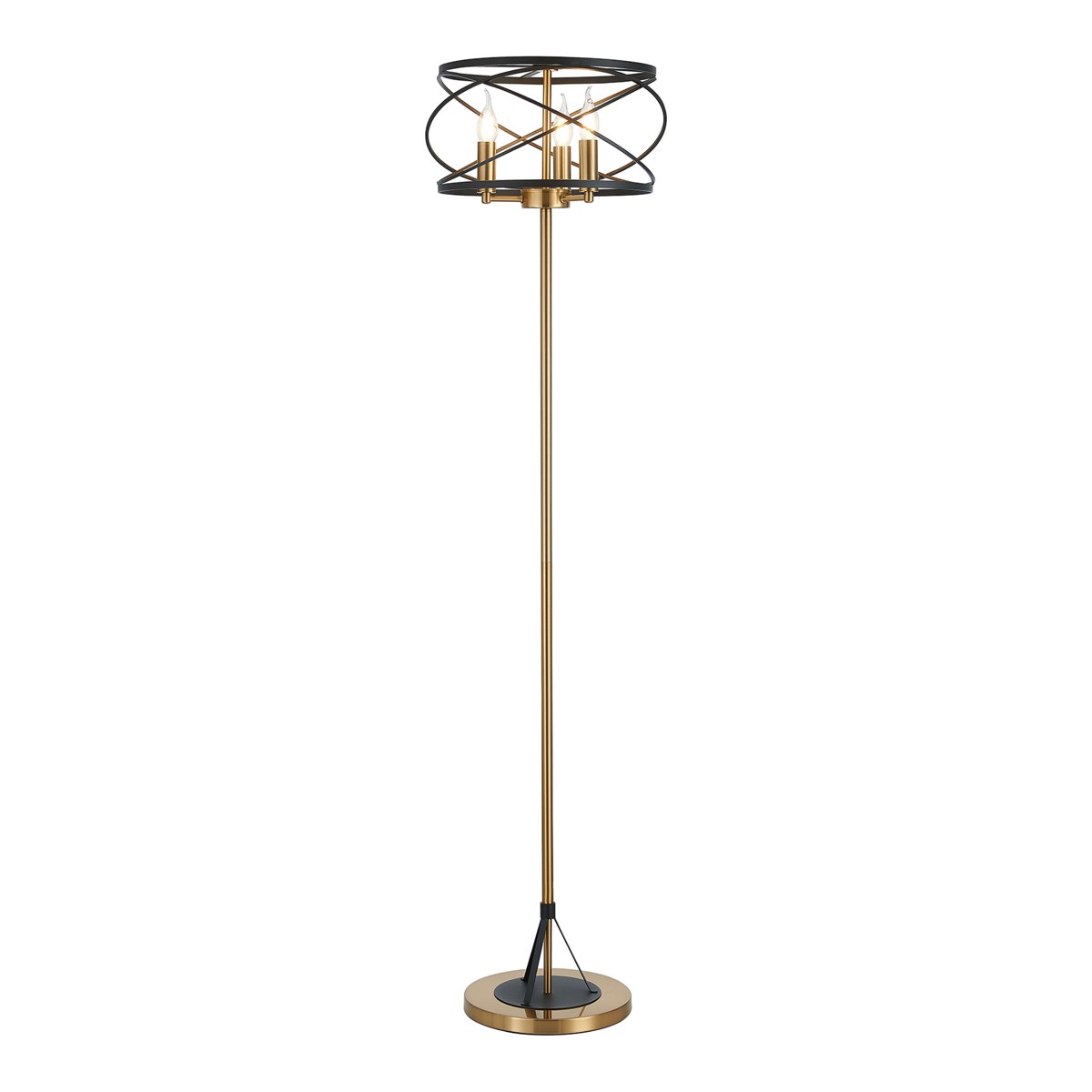 Regent Neuilly 3 Light 1570mm Floor Lamp - Black / Satin Gold