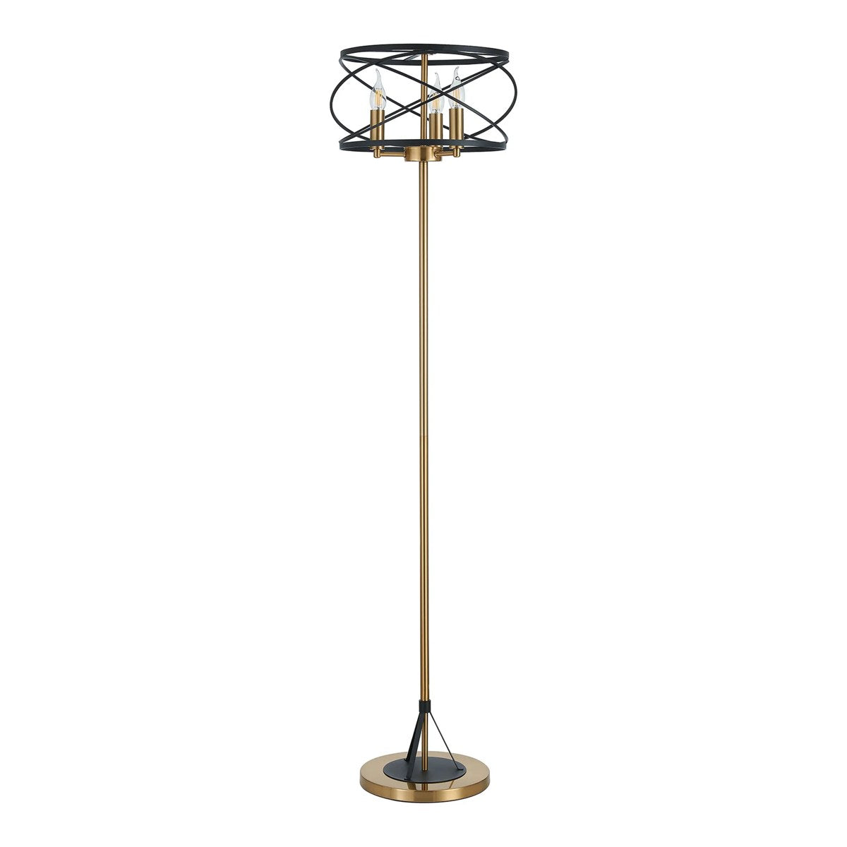 Regent Neuilly 3 Light 1570mm Floor Lamp - Black / Satin Gold