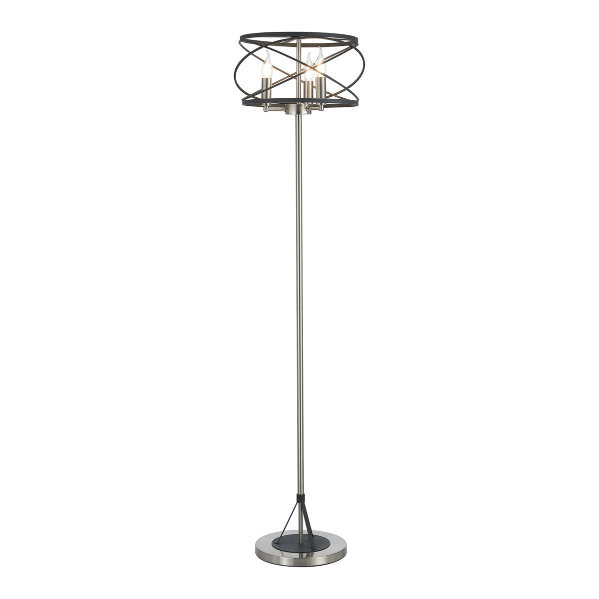 Regent Neuilly 3 Light 1570mm Floor Lamp - Graphite / Satin Nickel