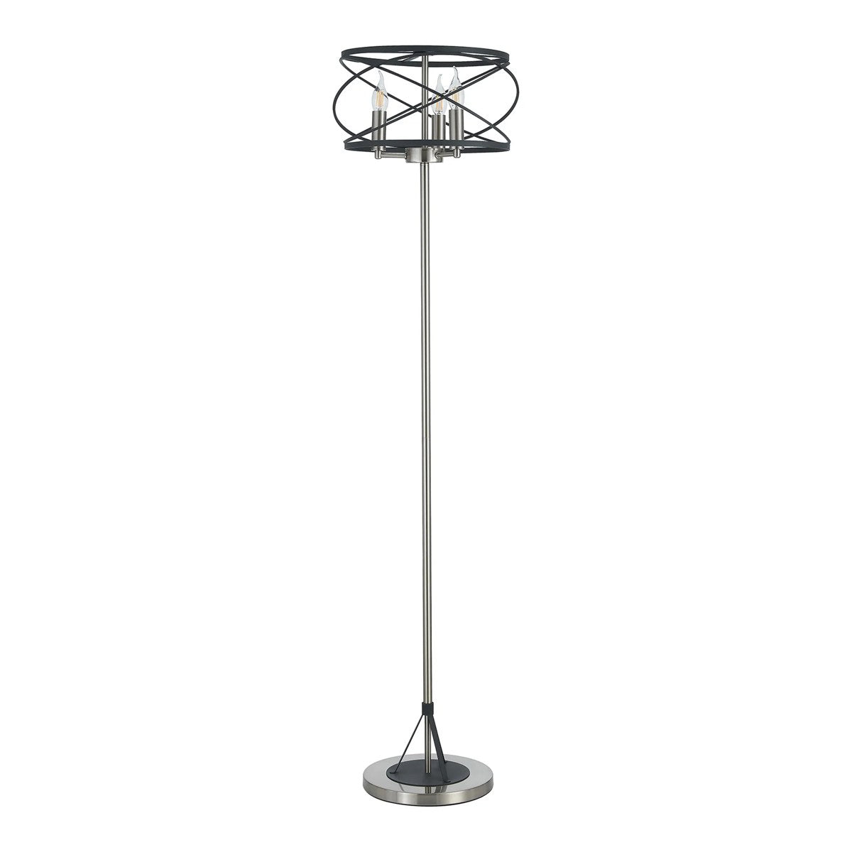 Regent Neuilly 3 Light 1570mm Floor Lamp - Graphite / Satin Nickel