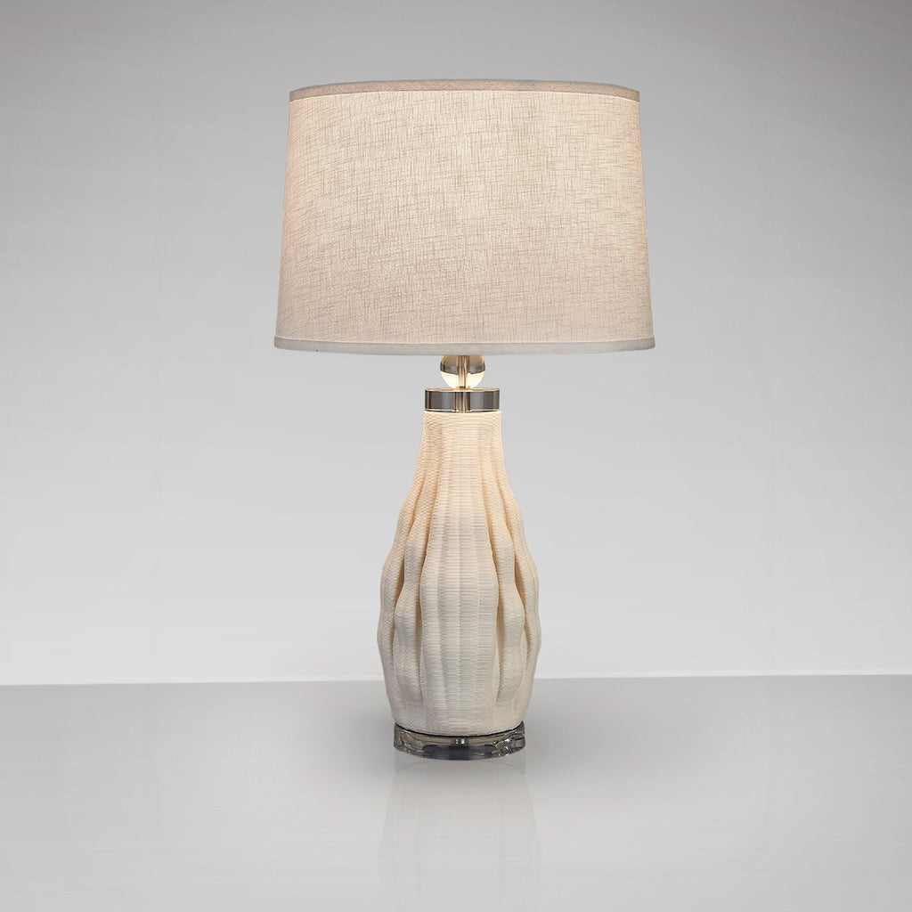 Schuller Tessa Table Lamp in 3D Printed White Ceramic and White Shade