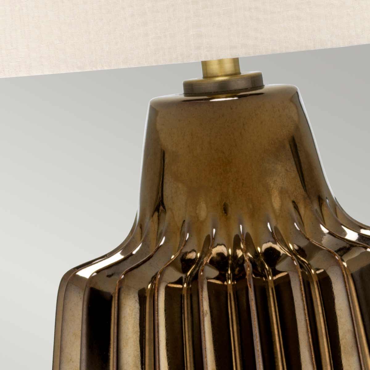Elstead Newham Large Table Lamp in Bronze Ceramic with Pearl Shade