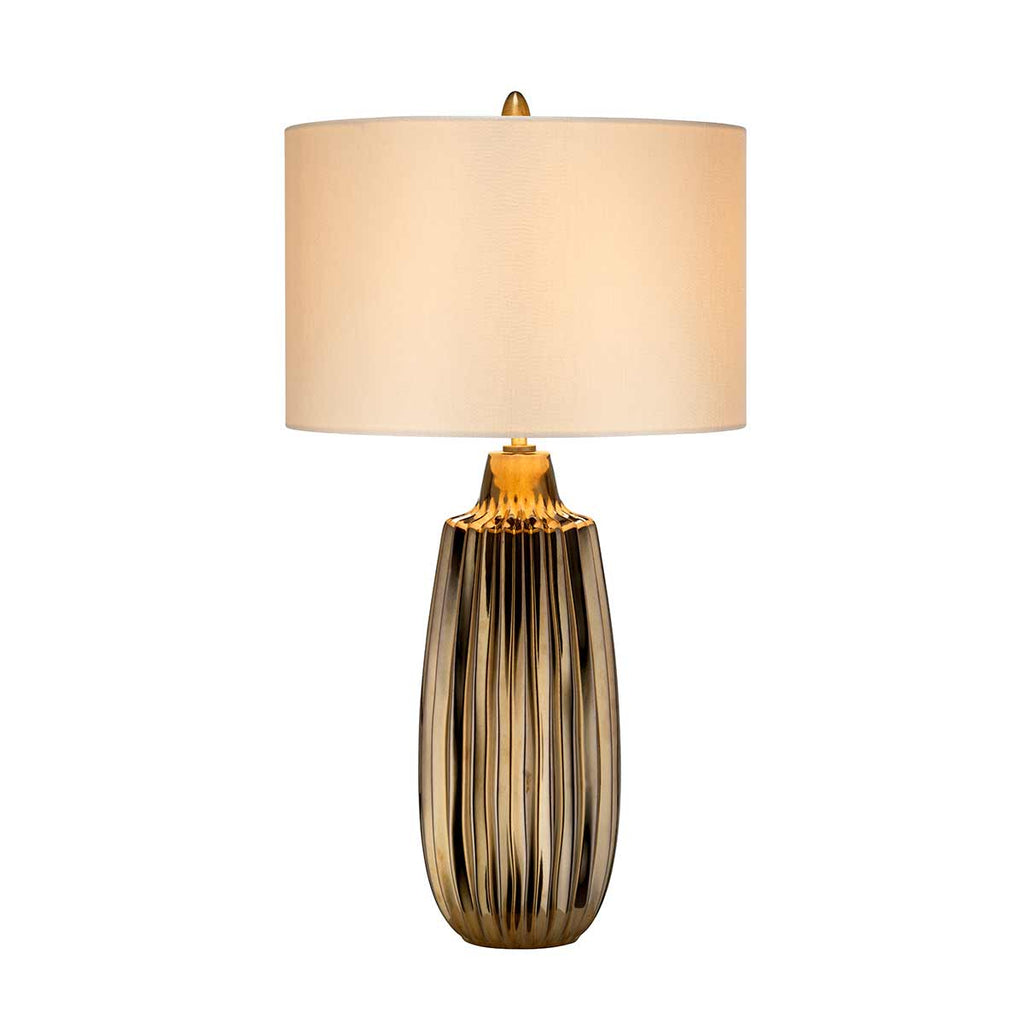 Elstead Newham Large Table Lamp in Bronze Ceramic with Pearl Shade