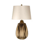 Elstead Newham Small Table Lamp in Bronze Ceramic with Pearl Shade