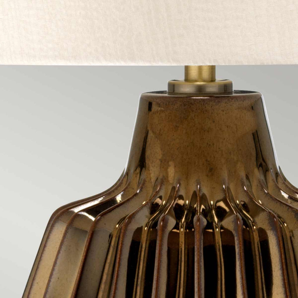 Elstead Newham Small Table Lamp in Bronze Ceramic with Pearl Shade
