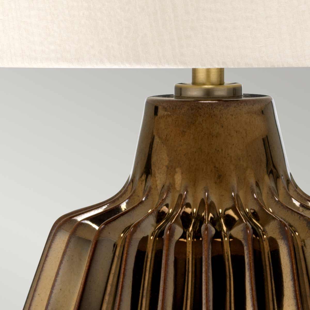 Elstead Newham Small Table Lamp in Bronze Ceramic with Pearl Shade