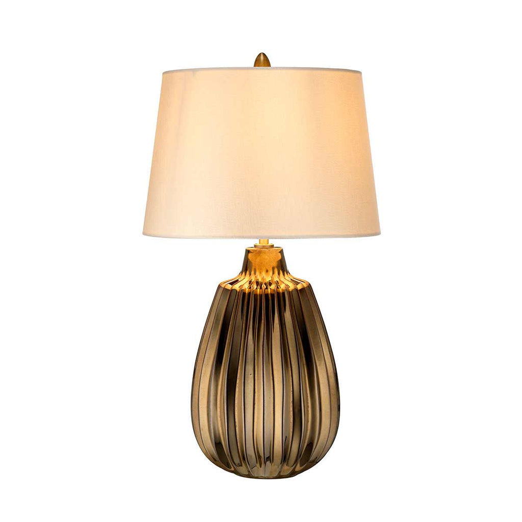 Elstead Newham Small Table Lamp in Bronze Ceramic with Pearl Shade