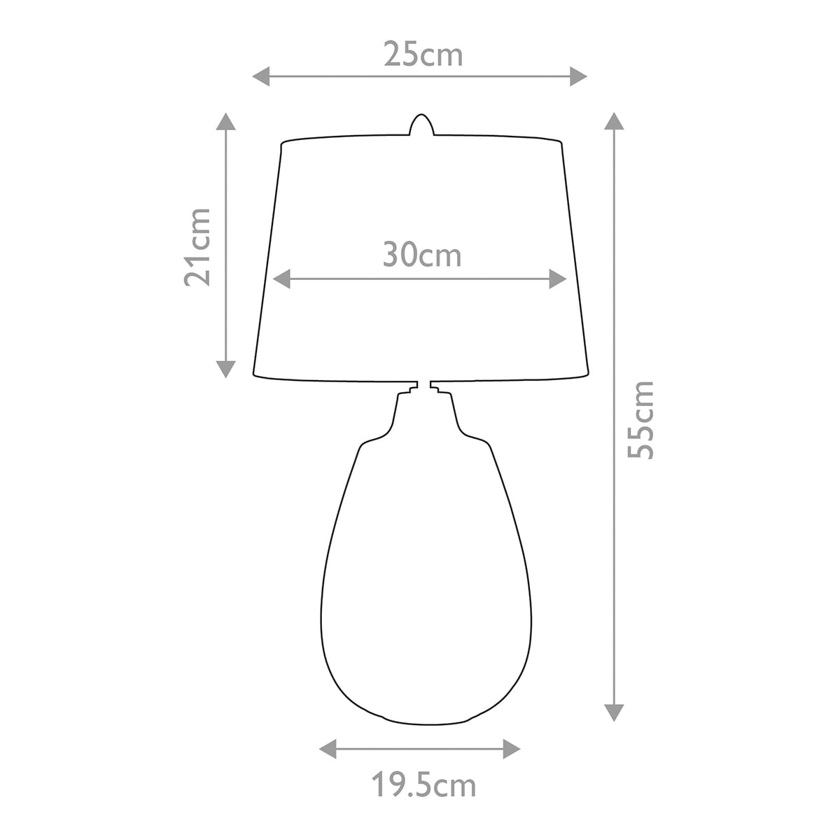 Elstead Newham Small Table Lamp in Bronze Ceramic with Pearl Shade - dimensions