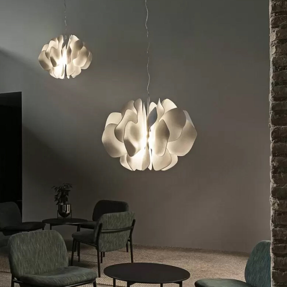 Lladró Nightbloom Large Hanging Pendant Light in White