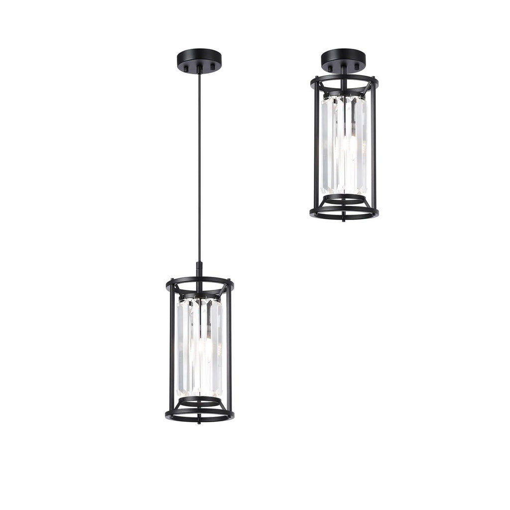 Regent Nimes IP 150mm Pendant/Semi Flush Light - Satin Black