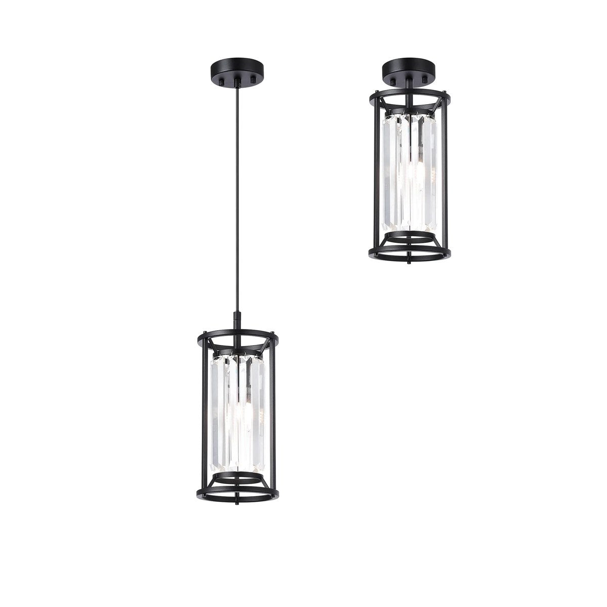Regent Nimes IP 150mm Pendant/Semi Flush Light - Satin Black
