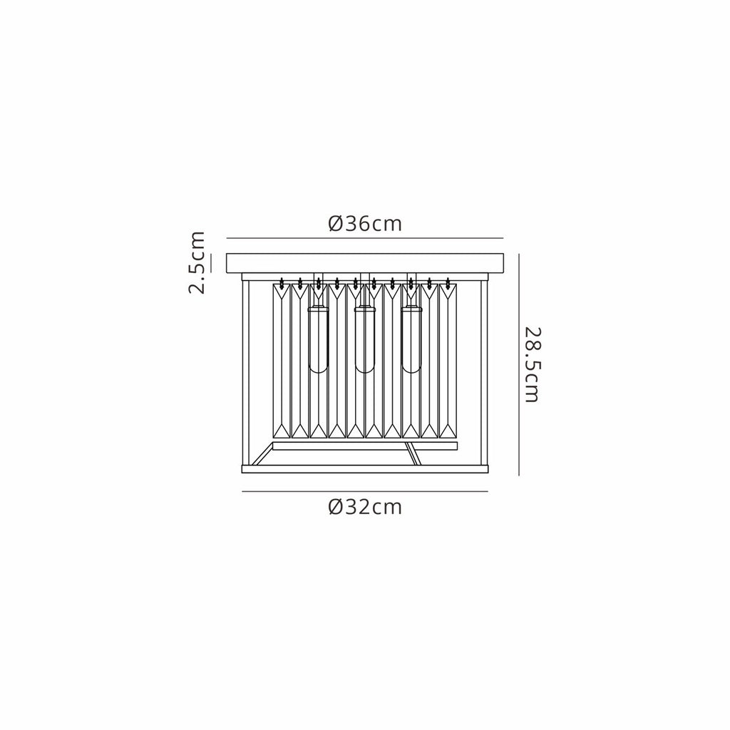 Regent Nimes IP 3 Light Ceiling Light 360mm Diameter - dimensions