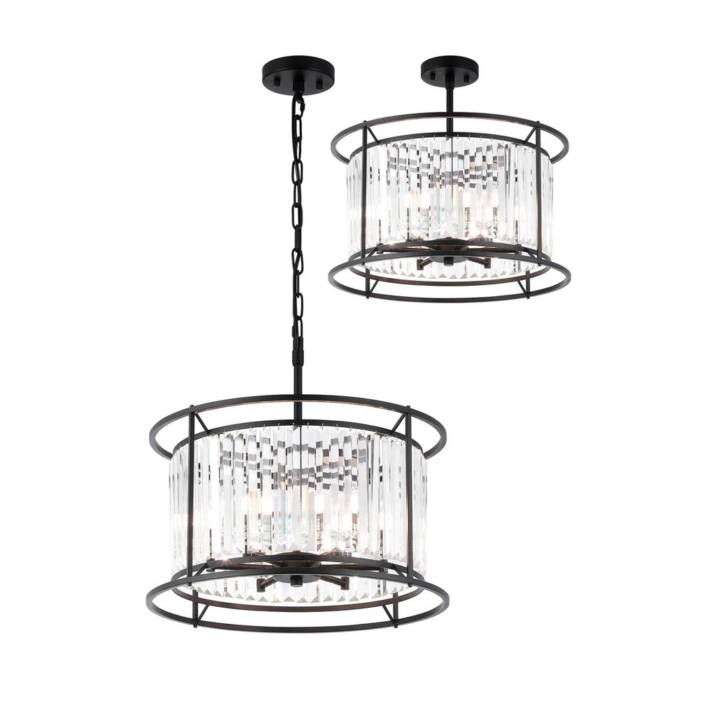 Regent Nimes IP 6 Light 500mm Convertible Pendant Light - Satin Black