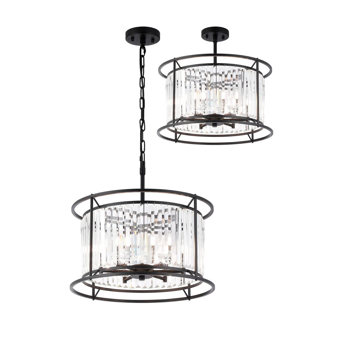 Regent Nimes IP 6 Light 500mm Convertible Pendant Light - Satin Black
