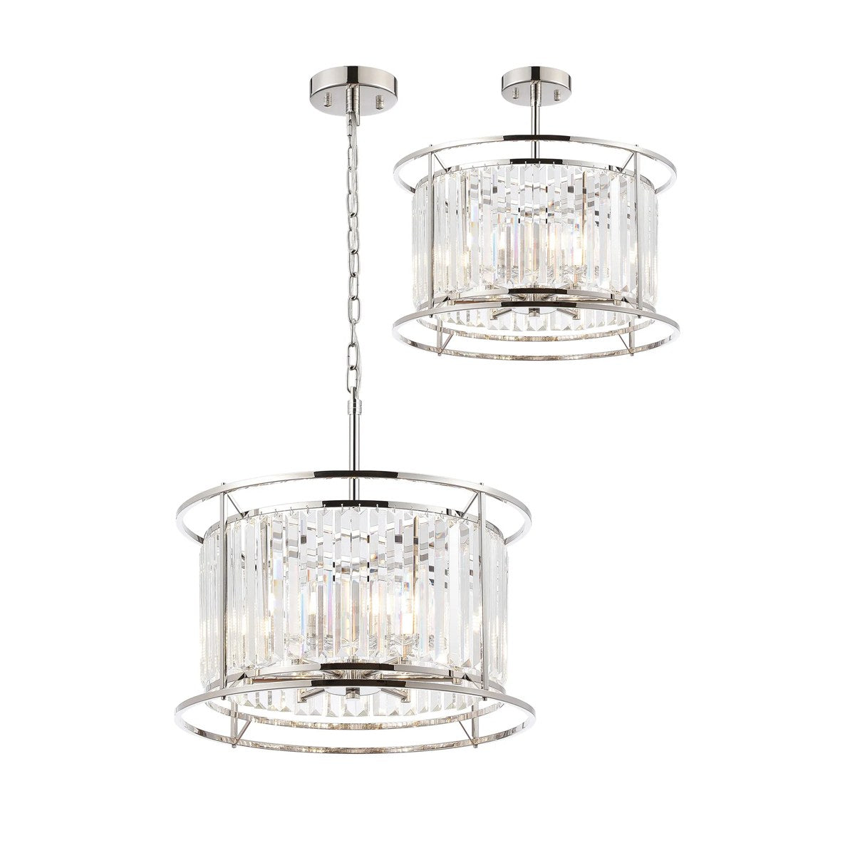 Regent Nimes IP 6 Light 500mm Convertible Pendant Light - Polished Nickel