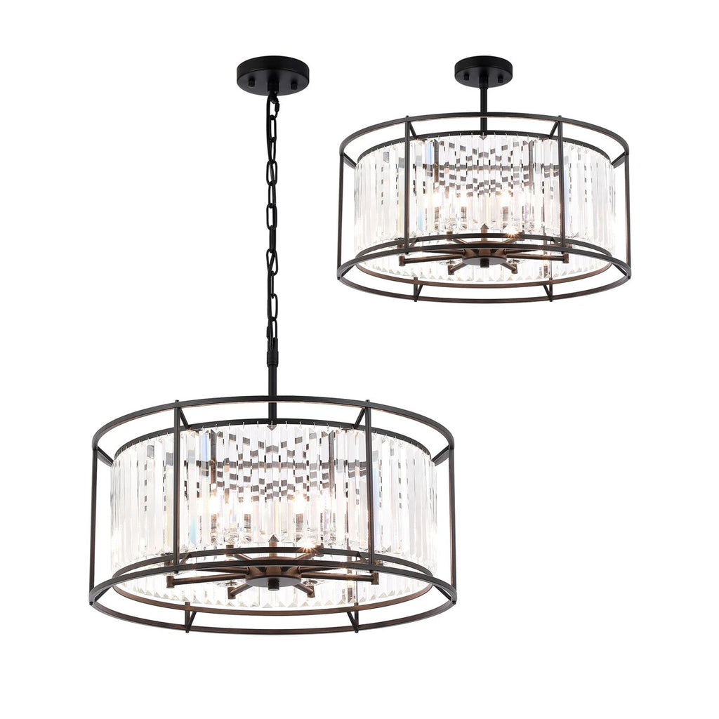 Regent Nimes IP 8 Light 650mm Pendant or Semi Ceiling Light - Satin Black