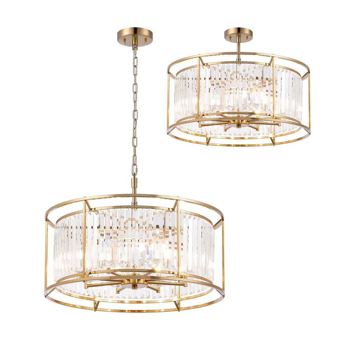 Regent Nimes IP 8 Light 650mm Pendant or Semi Ceiling Light - Gold