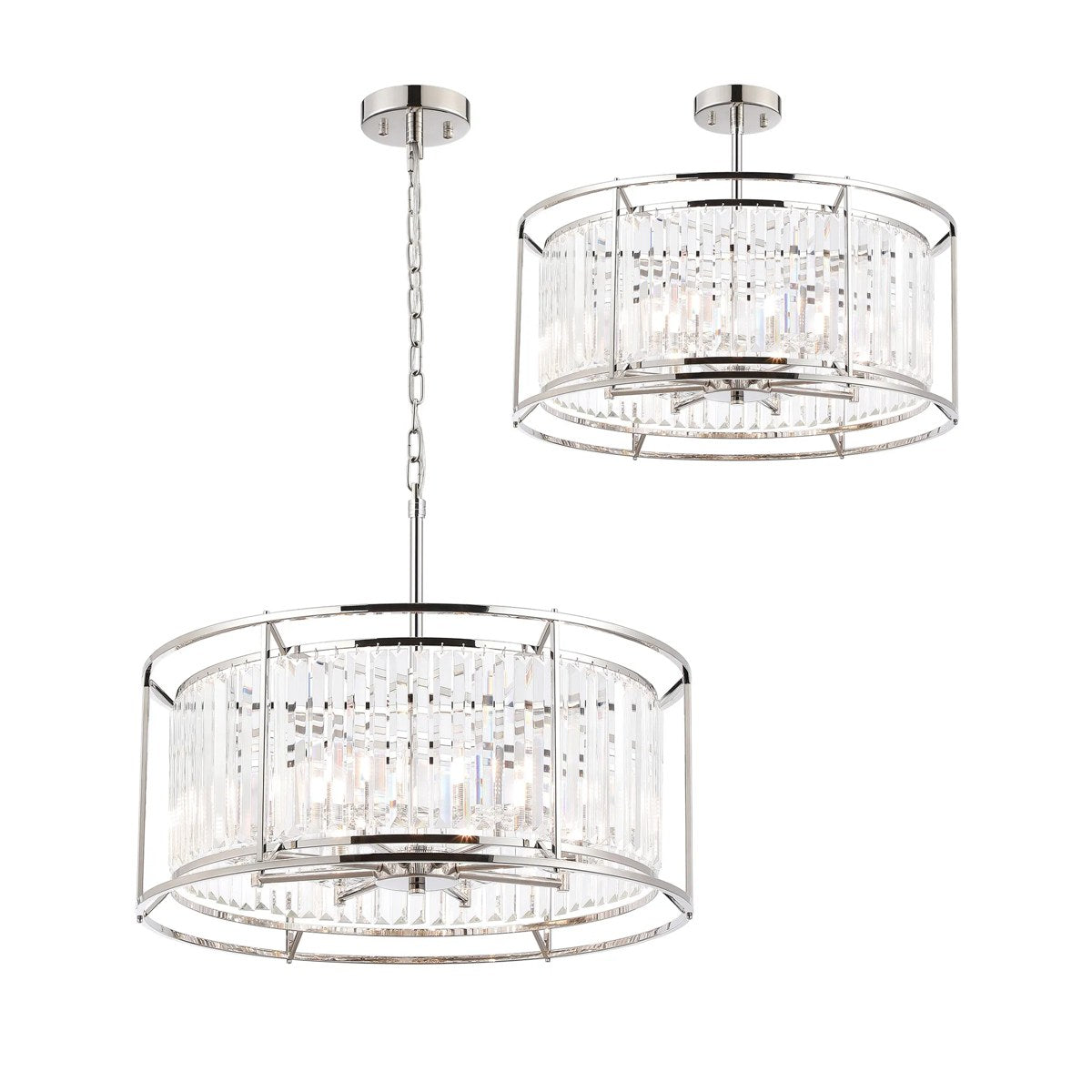 Regent Nimes IP 8 Light 650mm Pendant or Semi Ceiling Light - Polished Nickel
