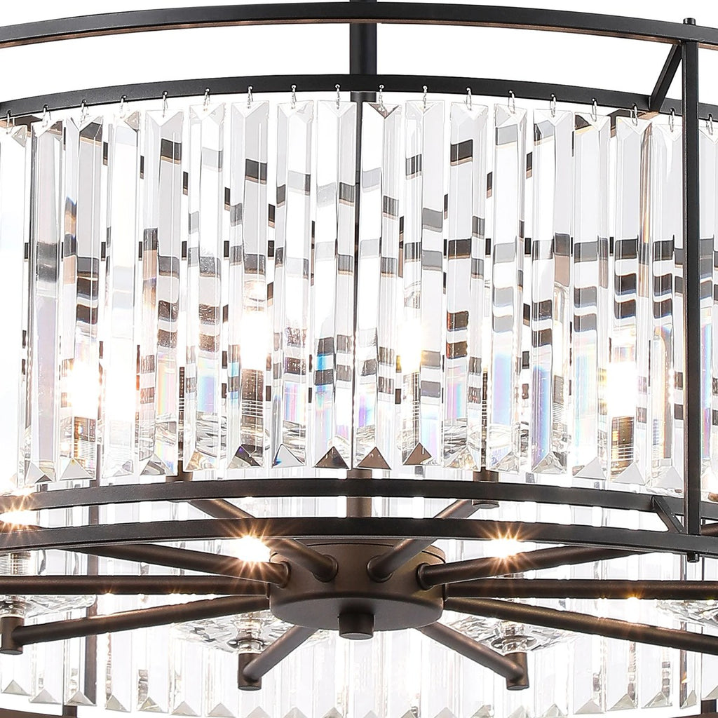 Regent Nimes IP 10 Light 800mm Convertible Pendant/Semi Ceiling - Satin Black