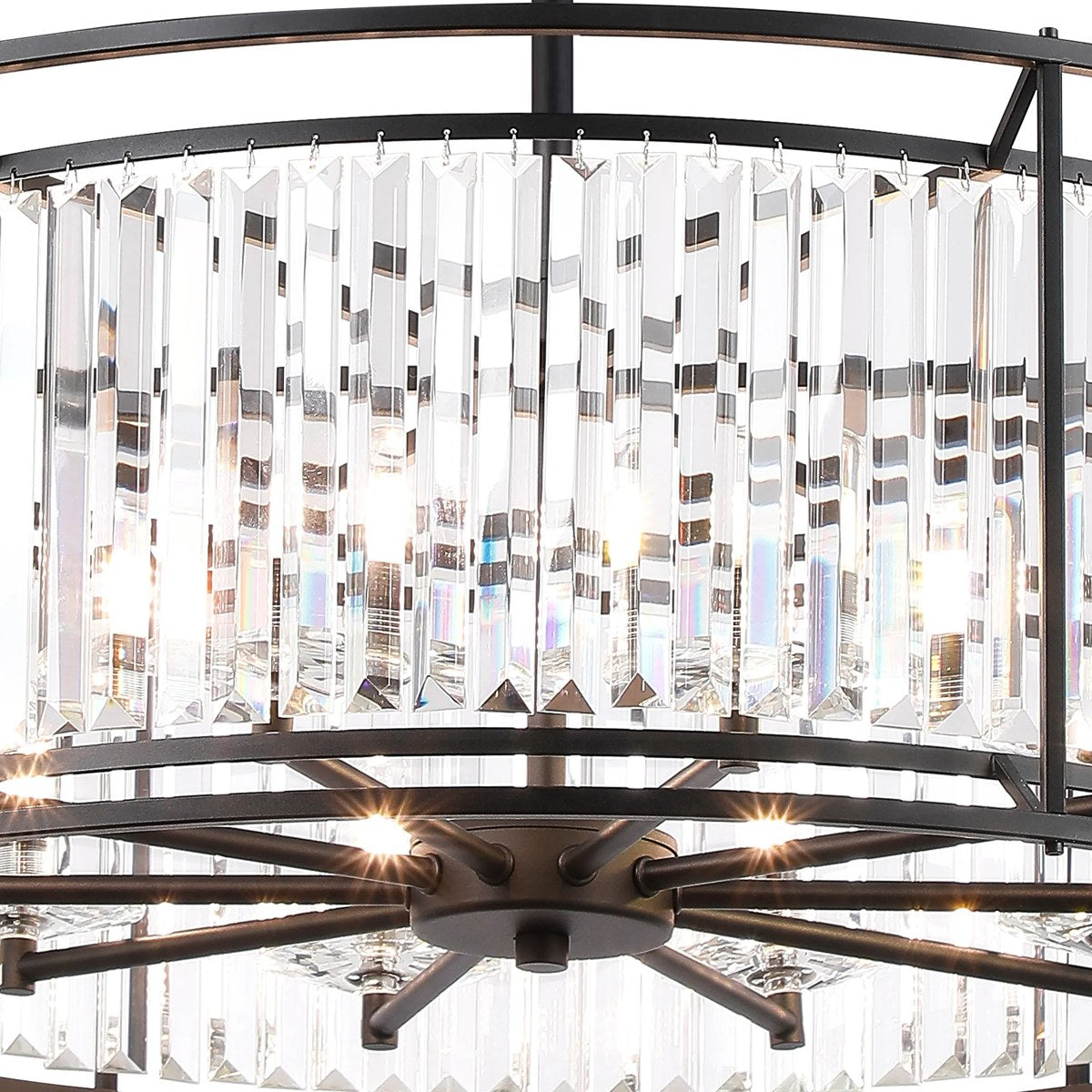 Regent Nimes IP 10 Light 800mm Convertible Pendant/Semi Ceiling - Satin Black