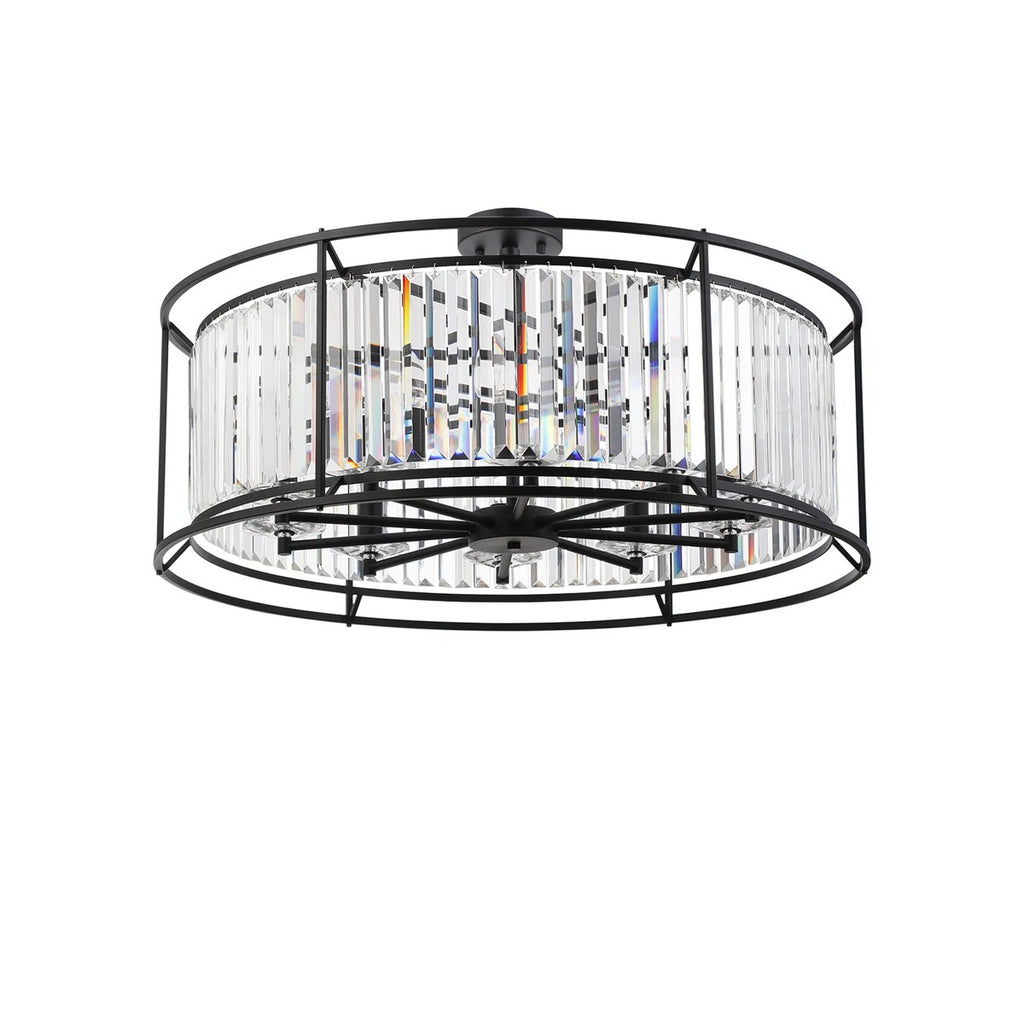 Regent Nimes IP 10 Light 800mm Convertible Pendant/Semi Ceiling - Satin Black