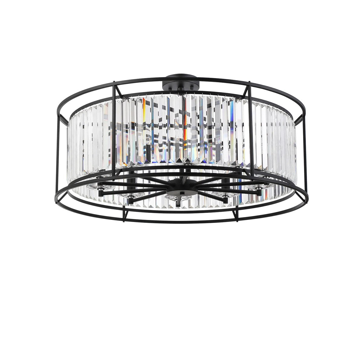 Regent Nimes IP 10 Light 800mm Convertible Pendant/Semi Ceiling - Satin Black