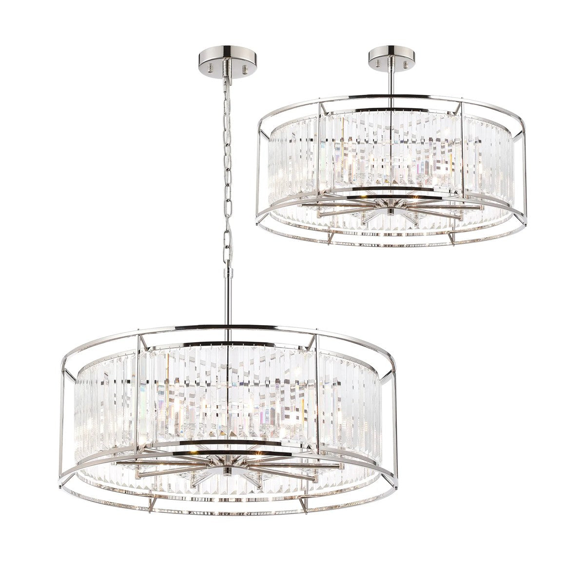 Regent Nimes IP 10 Light 800mm Convertible Pendant/Semi Ceiling - Polished Nickel