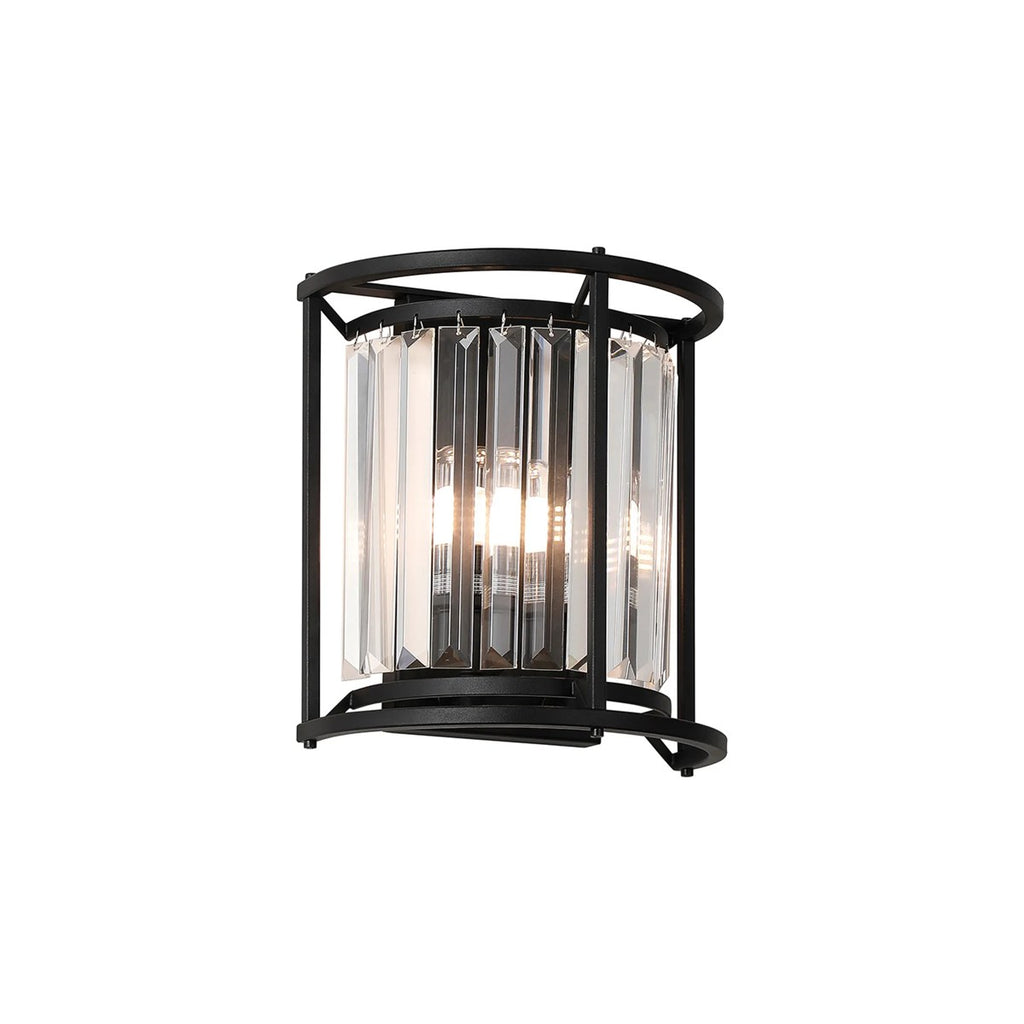 Regent Nimes IP 2 Light 230mm Crystal Wall Lamp - Satin Black