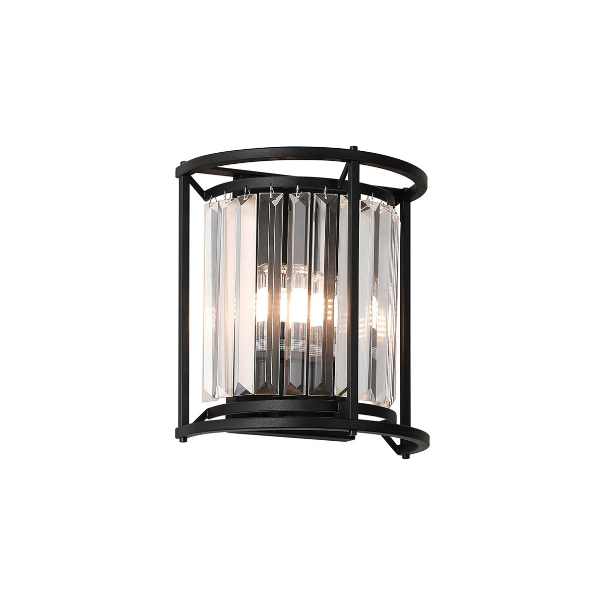 Regent Nimes IP 2 Light 230mm Crystal Wall Lamp - Satin Black