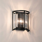 Regent Nimes IP 2 Light 230mm Crystal Wall Lamp - Satin Black