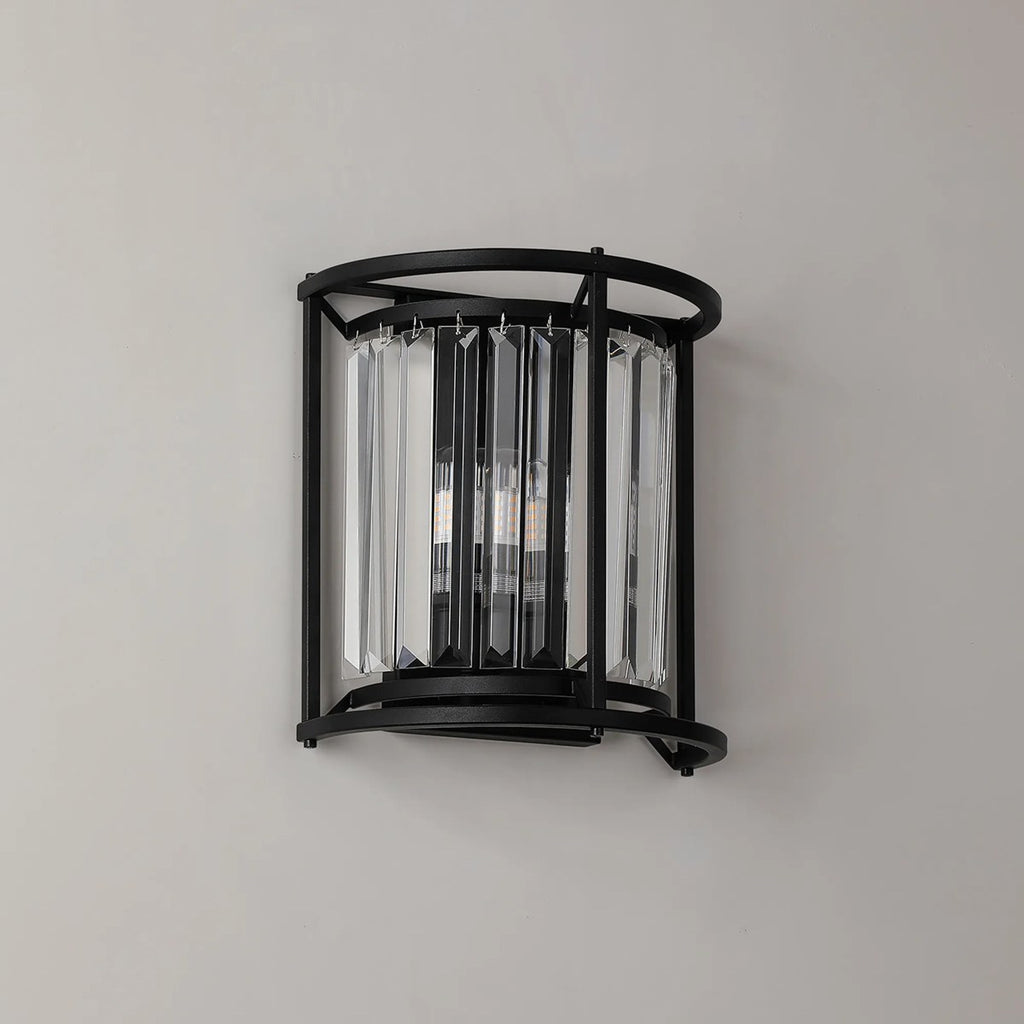 Regent Nimes IP 2 Light 230mm Crystal Wall Lamp - Satin Black
