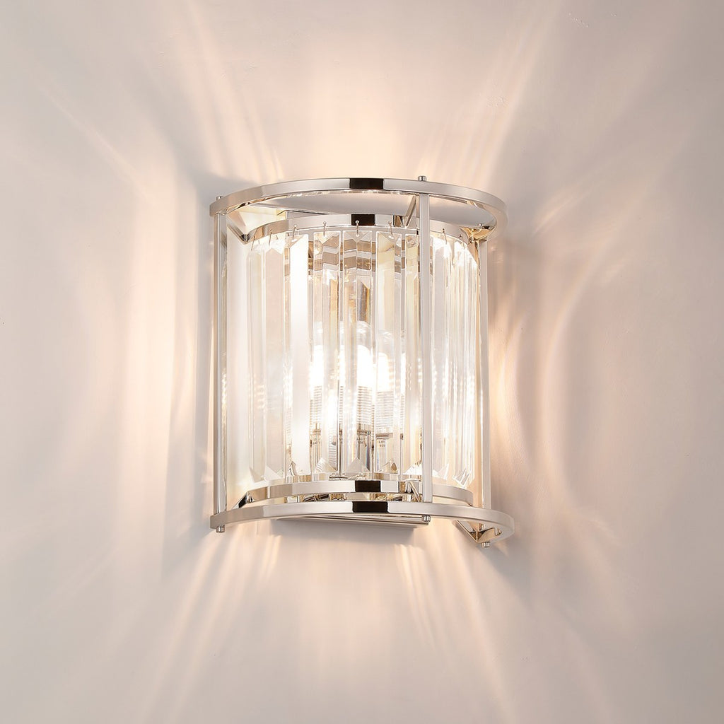 Regent Nimes IP 2 Light 230mm Crystal Wall Lamp - Polished Nickel