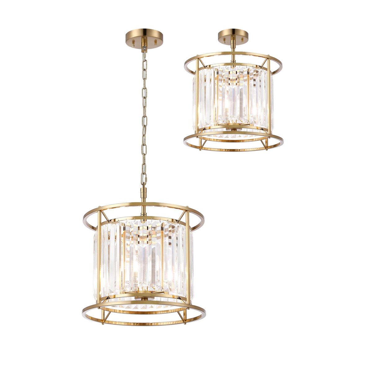 Regent Nimes IP 3 Light 360mm Pendant / Semi Ceiling Light - Gold