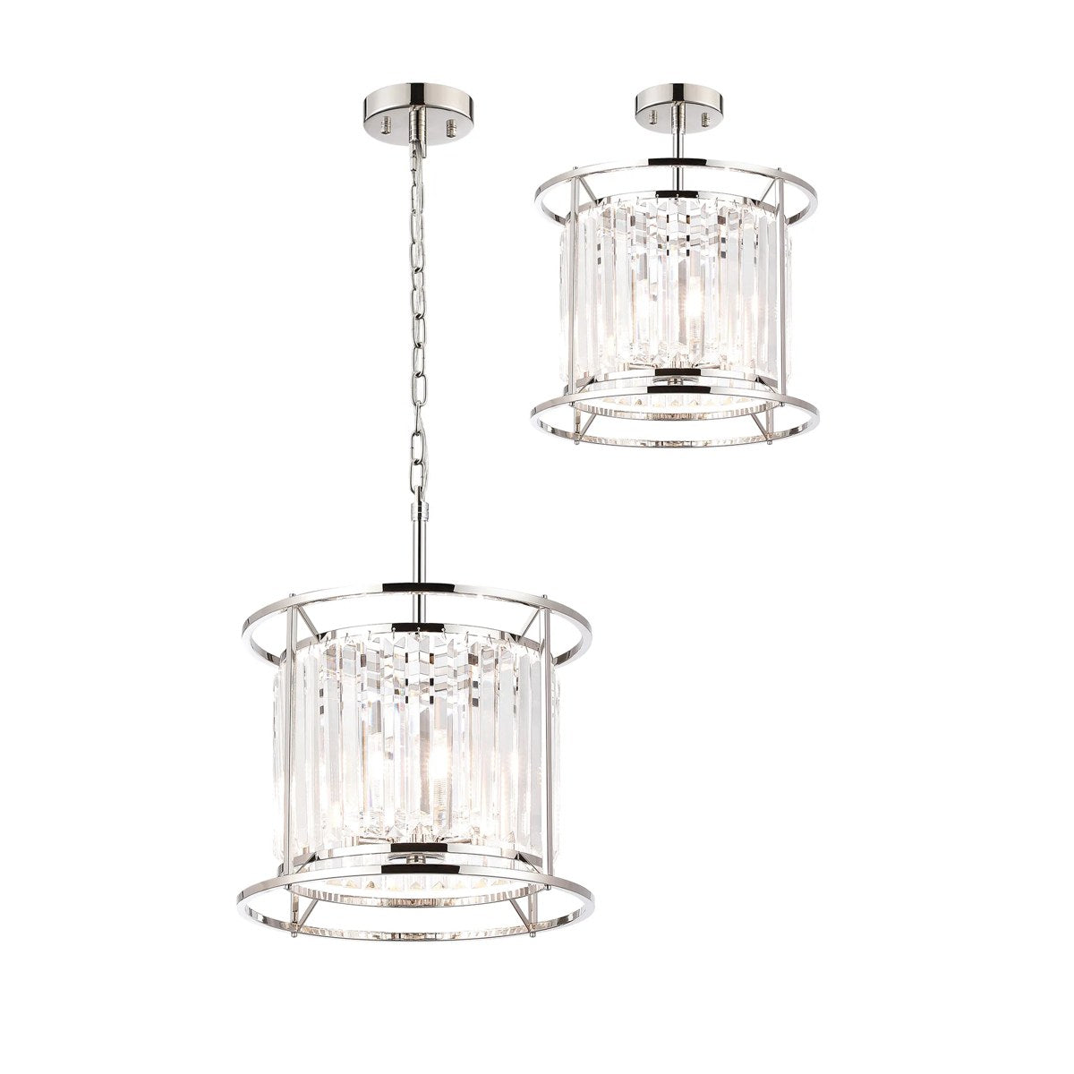 Regent Nimes IP 3 Light 360mm Pendant / Semi Ceiling Light - Polished Nickel