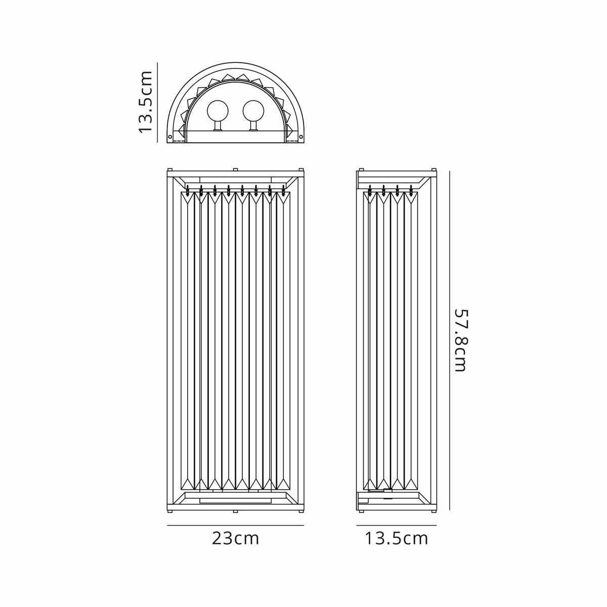 Regent Nimes 3 Light 578mm Wall Light - dimensions