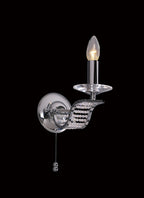 Diyas Niobe 1 Light Switched Wall Light in Polished Chrome with Crystal