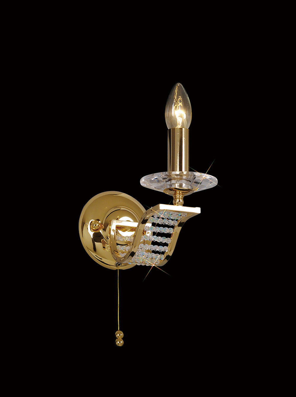Diyas Niobe 1 Light Wall Light in French Gold with Crystal
